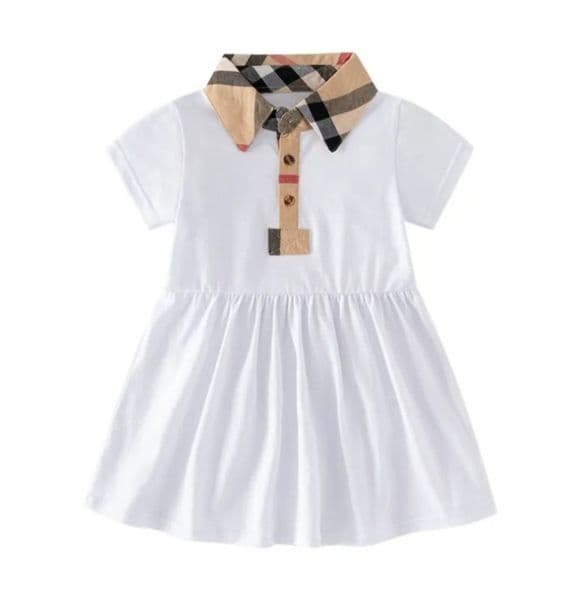 2026 Summer Kids Baby Girls Dress Short Sleeve Plaid Knee-length Dresses Children Cute Clothing Princess Dress AAw