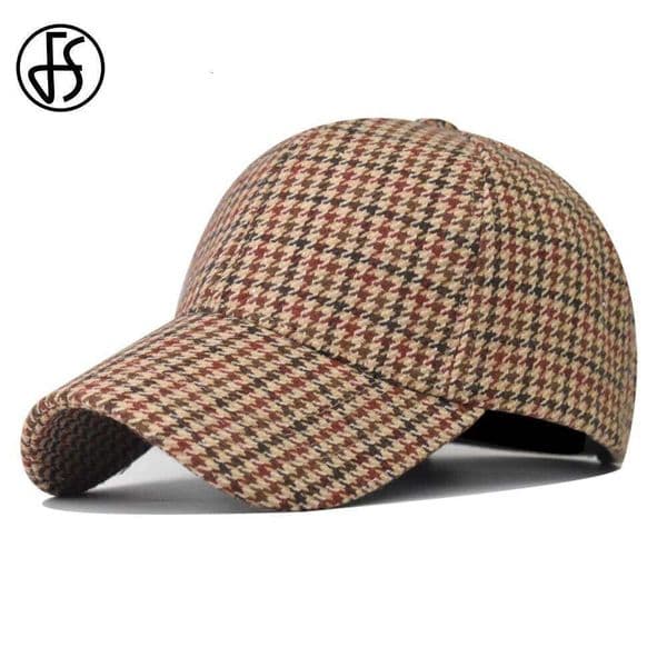 FS Luxury Brand Houndstooth Baseball s For Women Brown Men British Plaid Hat Cotton Winter Trucker Casquette Femme 2026 H260131