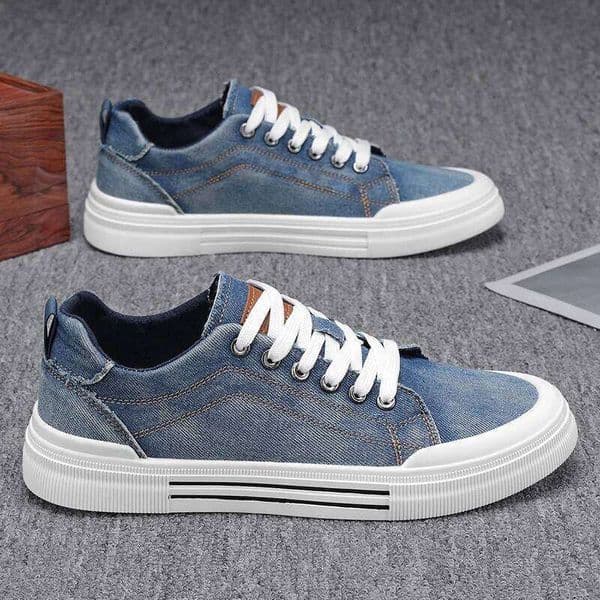 Men's Low Top Denim Canvas Sneakers Fashion Casual Platform Walking Shoes Comfortable Non-Slip for Men