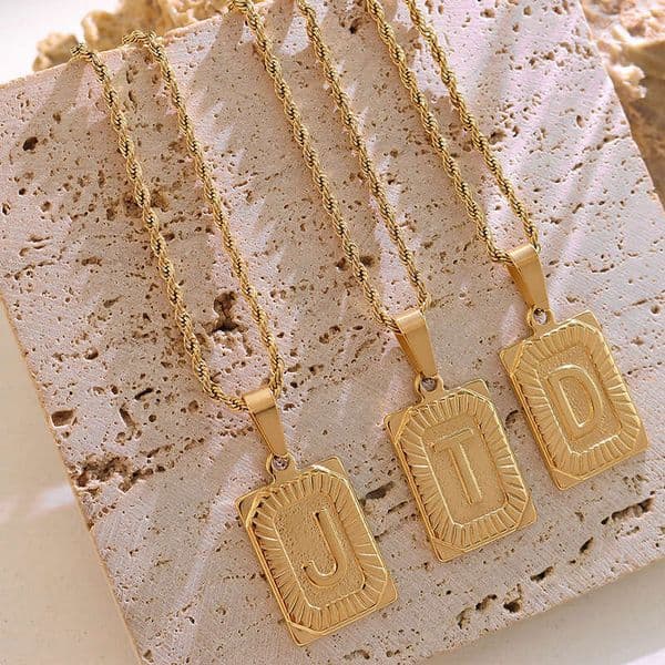 INS Minimalist Style Niche Light Luxury Retro High-end Tag Necklace Titanium Steel Plated with 18K Real Gold Women's Jewelry