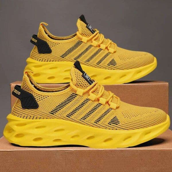 Men Comfortable Unisex Sneakers Breathable Couple Running Shoes Women Tennis Sports Shoe Size 37-47 Yellow Walking Sneaker