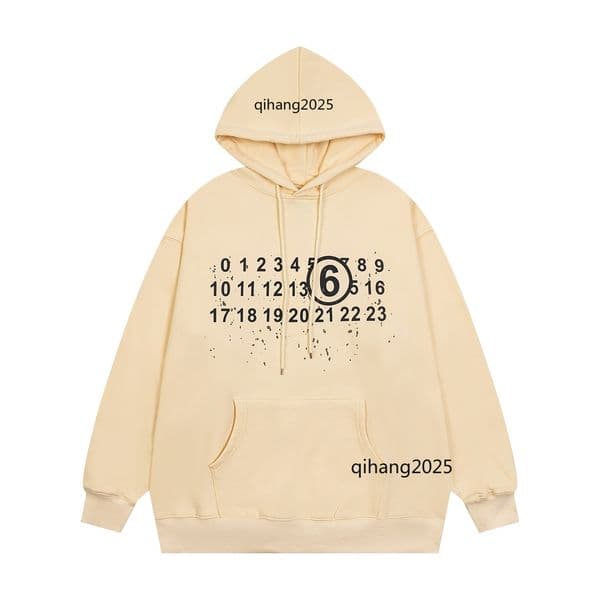 26ss men's hoodie Margela fashionable luxury pullover MM6 digital print fashionable luxury hooded hoodie Margela comfortable street men's and women's clothing M6105