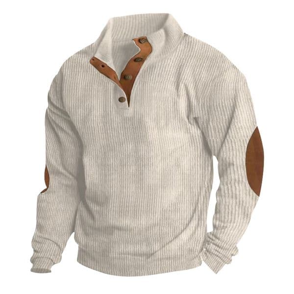 Hot-selling Spring Autumn European size 5XL mens casual stand-collar long-sleeved corduroy sweatshirt mens plus size long sleeve Apricot