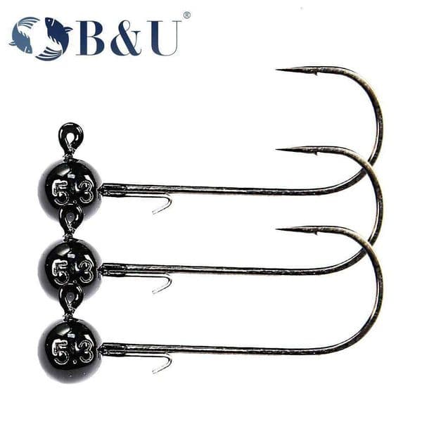 B&U Fishing Lure Jig Head Hook 5.3g 7.2g 10.5g 14g Tungsten Crank Hooks Pike Bass Swimbait Fishhooks Accessories Q260302
