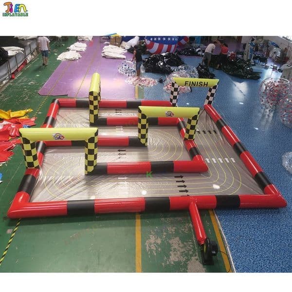Outdoor Activities Kids outdoor inflatable go kart track soft play inflatable bumper car race track for sale