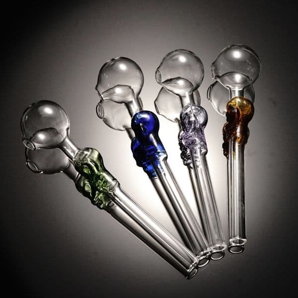 Straight Tube Skull Shape Glass Oil Burner Glass Pipe Portable Oil Burners 30mm Bowl Smoking Pipes Accessories
