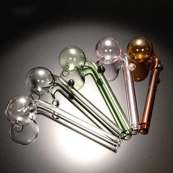 Bent Curved 4.7inch Glass Oil Burner Colored Glass Pipe Portable Oil Burners 30mm Bowl Smoking Accessories Assorted Color