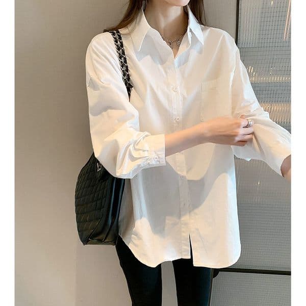 Women's White Shirt New Korean Style Design Niche Polo Shirt Trendy Top Designer Hoodie Designer Shirt For Outer Wear Versatile Casual Shirt