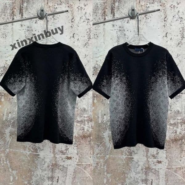 xinxinbuy Men designer Tee t shirt 2026 1854 Gradient Letter Jacquard short sleeve women white red gray blue black Purple apricot XS-L
