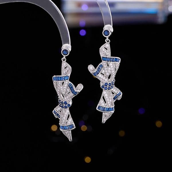 Earrings And Micro-Inlaid Zircon Bow Earrings With S925 Silver Pins, Light Luxury High-End Evening Dress Earrings For Women
