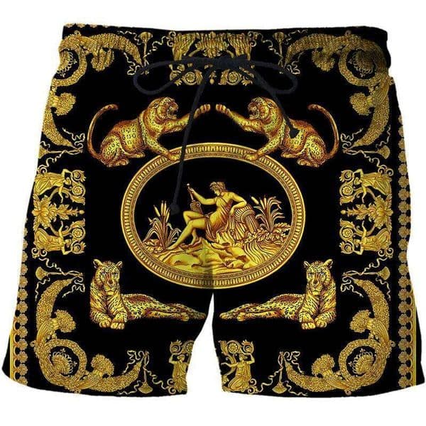5D printed luxury beach shorts, pants, men's essential Hawaiian vacation swimwear, casual gym surfing swimwear
