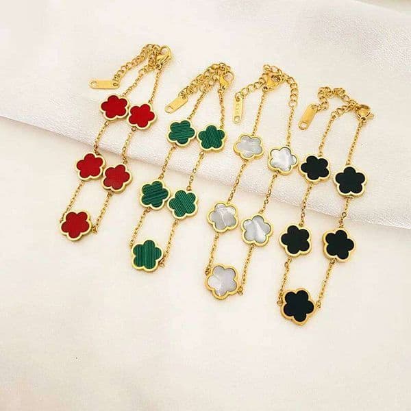 Stainless Steel Five Flower Charm Bracelet Gold Plated Clover Elegant Bracelets Modern Fashion Jewelry for Women Girls Gifts C260303