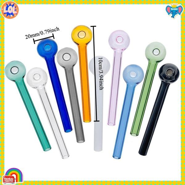 Wholesale cheap 4inch colorful glass Oil Burners Smoking Pipe mini Hand Straw Glass Tube Pipes for Concentrates