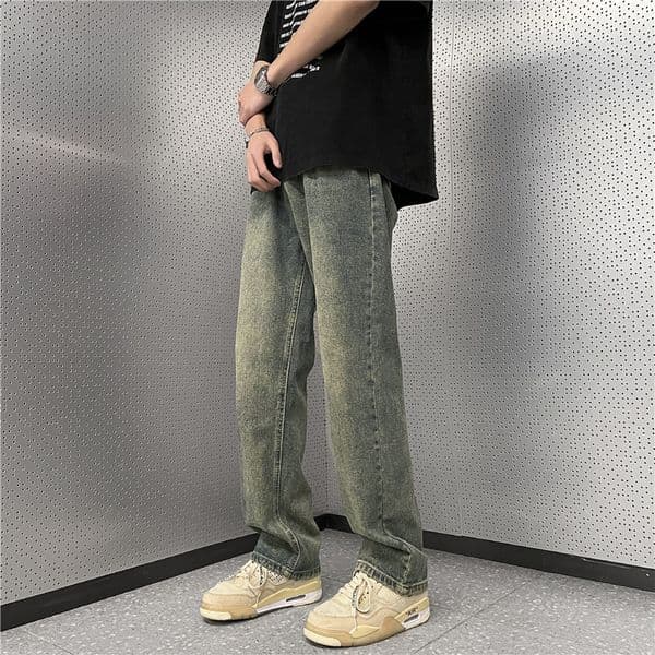 Vintage Men's Jeans For Summer Japanese Street Style Casual Wide-leg Trendy Ins Loose Straight-leg Long Designer Pants Pants For Students