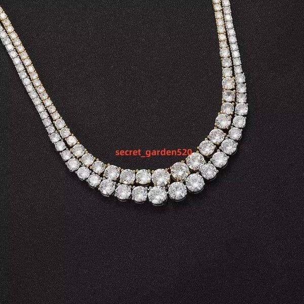 925 Silver Iced Diamond Necklace 4mm Tennis Chain MensWomens Hip Hop Fine Jewelry Moissanite Necklaces