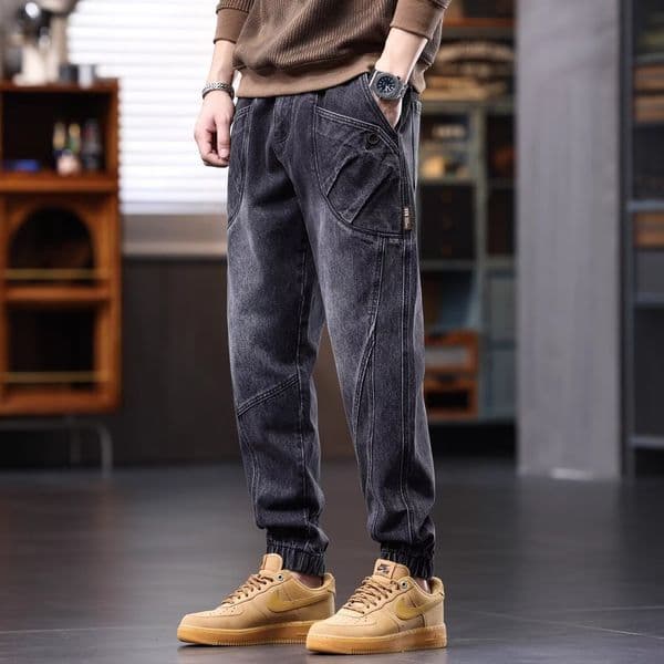 American Retro Heavy-duty Workwear Jeans For Men Autumn Designer Pants New High-end Versatile Jogger Harem Pants For Men