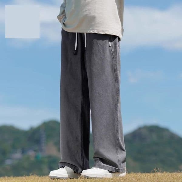 Summer Thin Straight-leg Pants For Men New Designer Pants Solid Color Wide-leg Men's Workwear Casual Trousers