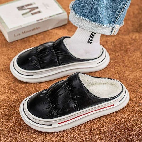 Xinluo Winter Men's Shoes, Large Size, Fashionable, Non-Slip, Simple Indoor New Style Warm Cotton Slippers