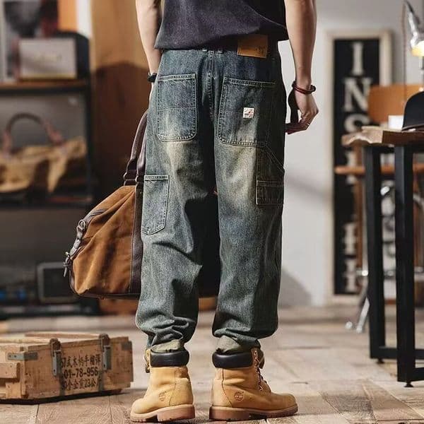 American Retro Men's Jeans New Autumn Loose Fit Slightly Tapered Straight Casual Designer Pants Versatile Workwear Pants