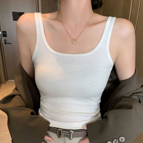 K3320 Premium Acetate Lyocell U-neck Camisole For Designer Hoodie Women Designer Shirt Slim-fit Merino Wool Base Shirt For Polo Shirt Spring And Summer