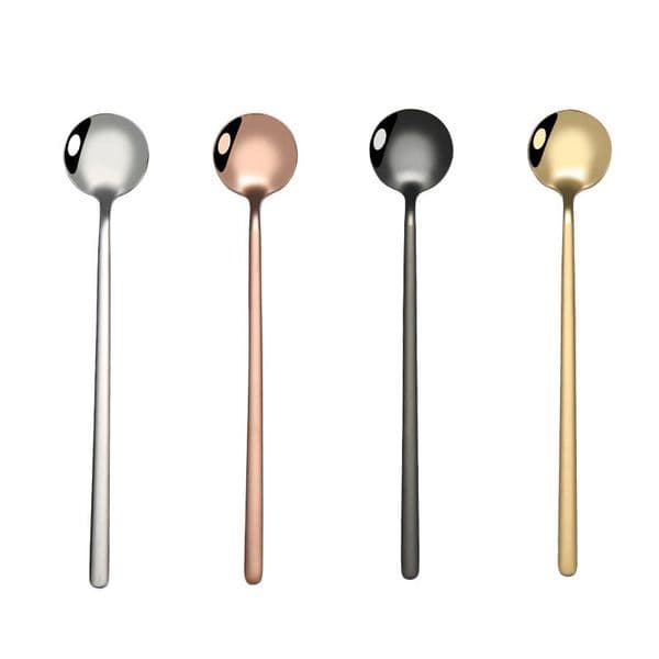 Round Shape Stainless Steel Coffee Spoon Tea Scoops Watermelon Ice Cream Dessert Candy Sugar Scoop Home Kitchen Bar Party Cafe Tools Gift JY0288