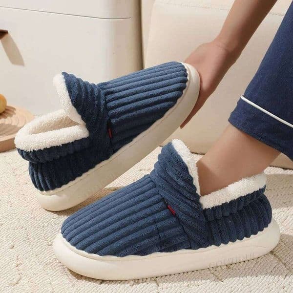 Kidmi New Winter Mens Outdoor Warm Women Slippers Non-slip Cotton Boots Fluffy Fuzzy Men Casual Furry House Shoes