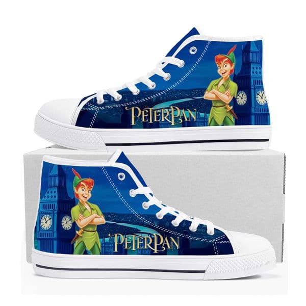 Peter Pan High Top Shoes Man Woman Boys Girls Disney Cartoon Movie Sneakers Couples Children Sneaskers Your Photo Custom Shoe