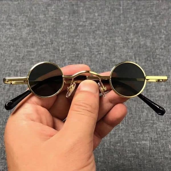 2026 New Designer Luxury Brand Ultra Small Circular Retro Sunglasses Mini Ins Circular Photo Frame Photo Glasses Unisex Sunglasses Punk Trend