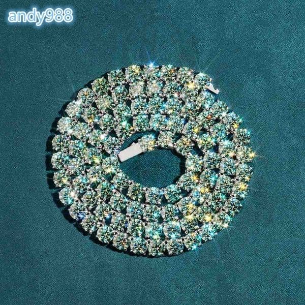 3mm 4mm 5mm 65mm Green Moissanite Tennis Chain Hip Hop Pass Diamond Tester Iced Out GRA Bling 925 Silver Necklace Fine Jewelry