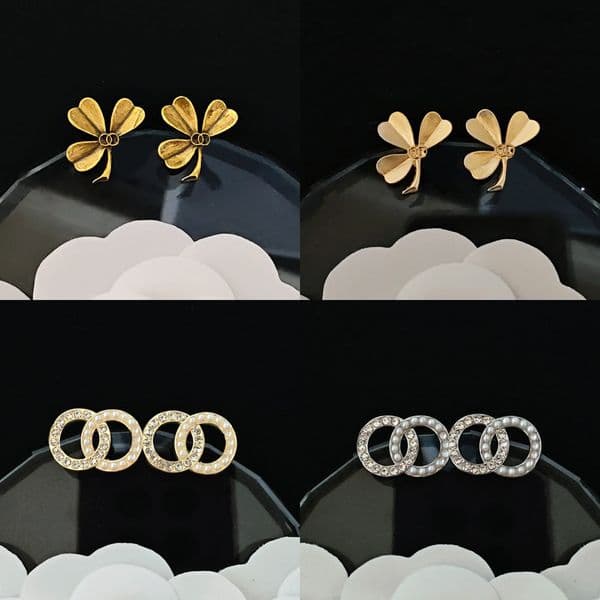 Ear Designer New Stud Styles Earrings Crystal Rhinestone Pearl Gold Silver Stamp Letter Earring for Fashion Womens Wedding Party Jewelry Wholesale