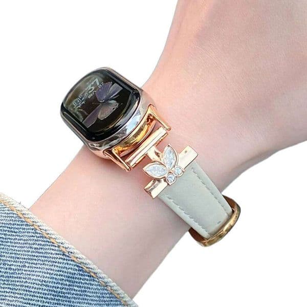 Slim Leather Watch Straps For Mi Band 10 Butterfly Wristband Smartwatch 8 9 Pro Correas Redmi 4 5 6 Bracelets H260305