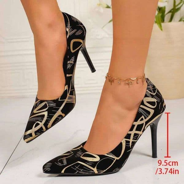 2026 Spring Plus Size Stiletto Heels Sexy Pointed Toe Graffiti Pumps | Color Block Party Dance Shoes For Women