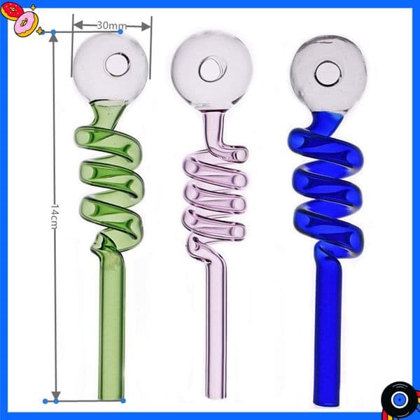 5.5inch Colorful Creative Spiral shape Glass Oil Burner Pipe Colorful Thick heady Protable straight cheap Glass Smoking straw hand Pipes