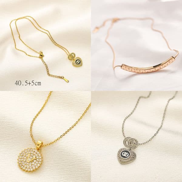 Silver Luxury Design Choker Gold Jewelry Pearl Pendant Simple Fashion Style Metal Long Chain For Famous Women Lady Love Gift Charm Necklace
