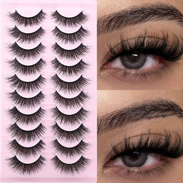 Meiyi 10-pair Set Of False Eyelashes Three-dimensional Curled And Fluffy Synthetic Fiber Lashes 10-pair Set Of Thick Eyelashes