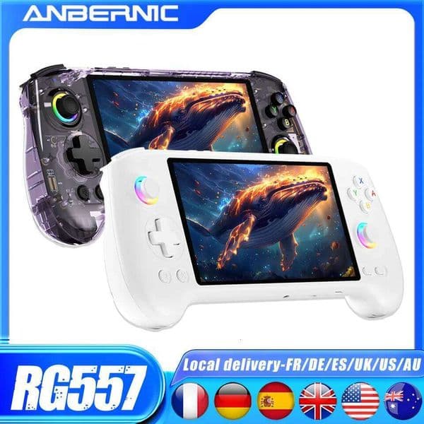 ANBERNIC RG557 Retro Game Console 5.48 Inch AMOLED Screen Handheld Emulator Android 14 System Dimensity 8300 Processor 26Y0304
