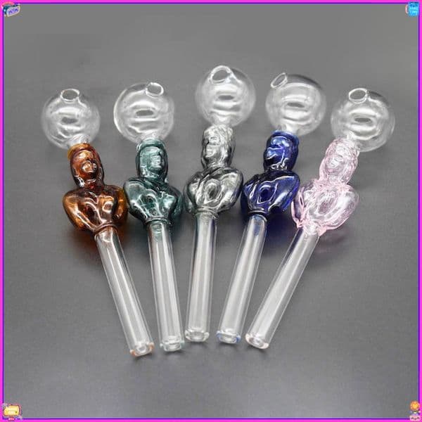 Wholesale 14cm Beautiful Pyrex Thick colorful Glass Oil Burner Glass Oil Burner Glass Tube Oil Burning Pipe smoking pipes