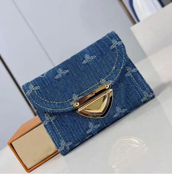 Luxury Denim Wallet Designer Wallet Men's and Women's Zipper Wallet Mini Card Holder Coin Wallets Key Holder Cards Holder Long Wallets with Case Wholesale Chain pack