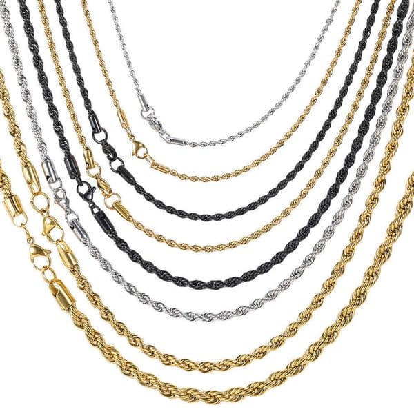 Cuba New High-Quality Braided Chain Men's Necklace Niche Minimalist Style Unisex Hip-Hop Titanium Steel 18K Real Gold Plating