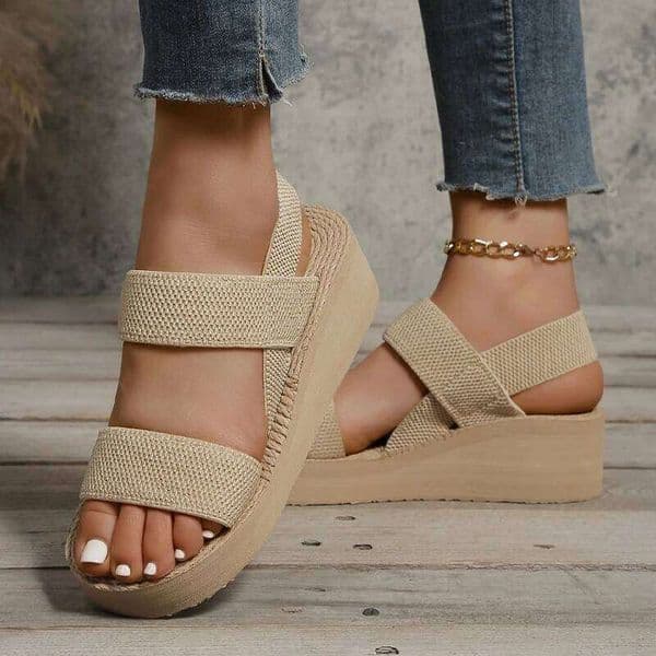 New Minimalist Slingback Wedge Outdoor Summer Lightweight Slides Solid Color Thick Bottom Ladies Shoes Female Sandals