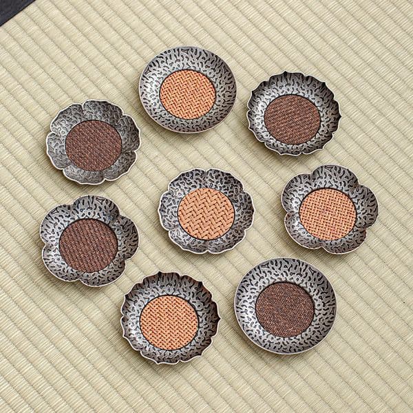Bestseller Vintage Chinese-style alloy bamboo coasters, light luxury with a high-end feel, creative vintage coasters home use, suitable for Kung Fu tea sets ddmySat