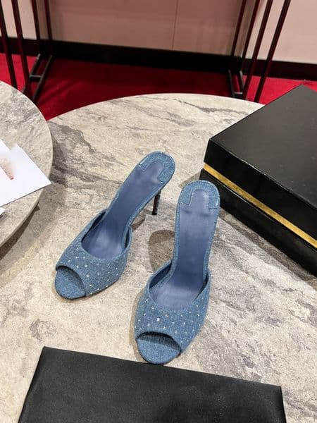 10A High-Quality Luxury Brand Classic Fashion High-Heeled Mule Shoes Casual Fashion Summer Bulk Slippers10cm
