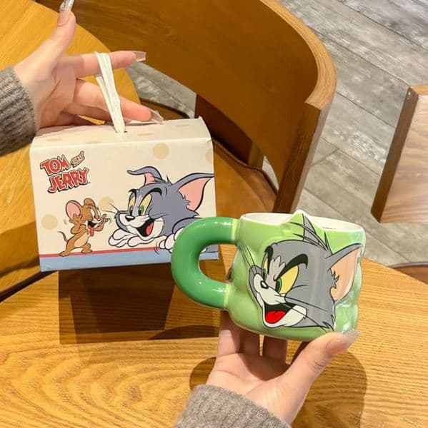 Designer Luxury Tom Jerry Pattern Luxury Ceramic Coffee Mug Wedding Birthday Hand Gift Box Ins Cute Cartoon Water Cup stock Teacup