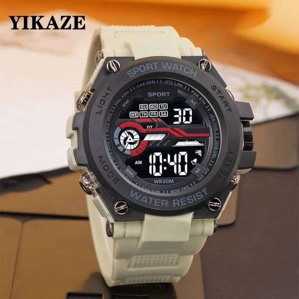 YIKAZE Men's Sports Waterproof Man Sport Watches Multifuction LED Digital Military Watch Alarm Clock Electronic Wristwatch