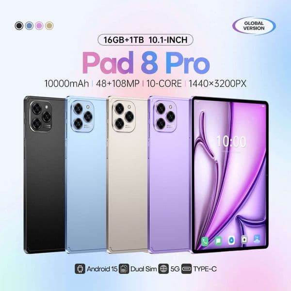 Android Pad 8 Pro 10.1 Inch Tablet 4GB+32GB Octa-Core 4G LTE SIM Dual Standby WiFi Bluetooth IPS HD Touch ScreenSANNAING