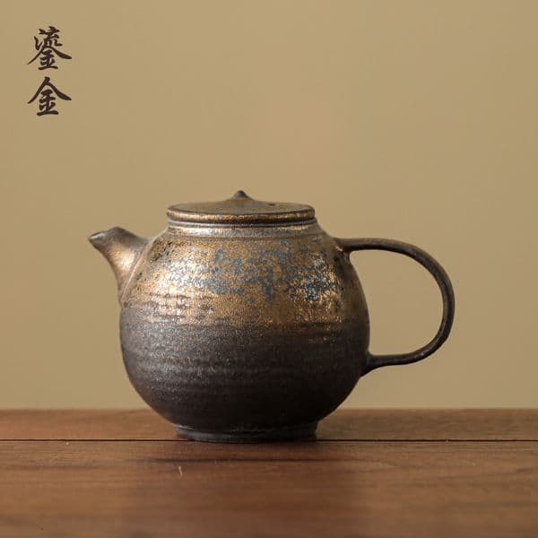Bestseller Jingdezhen Japanese Style Ceramic Black Gold Set Vintage Kiln Change Coarse Pottery Personalized Handmade Dry Brewing Table Tea Pot ddmySat