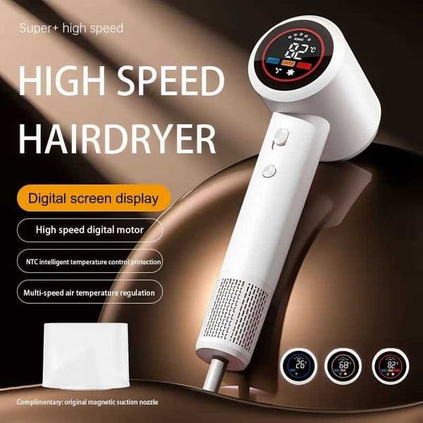 Professional household Hair Dryer Fast Drying Constant Temperature Negative Ion Smooth care Hair High speed with display screen X260311