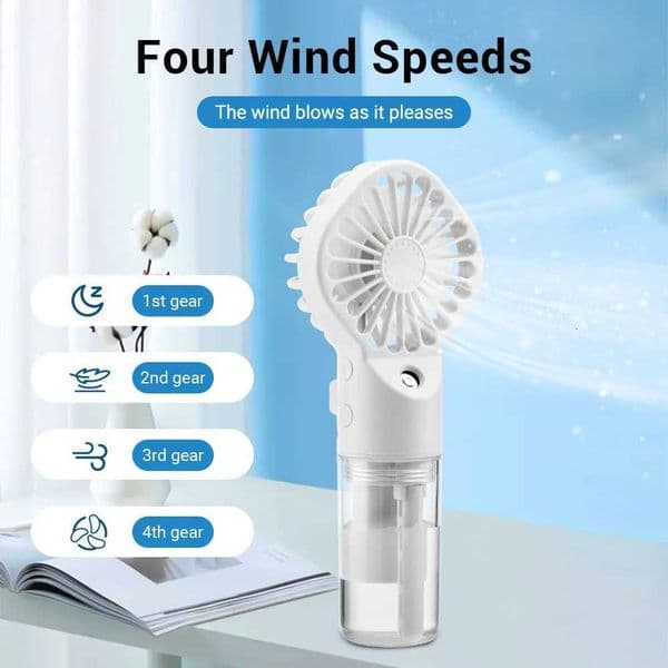 Handheld Mist Fan Portable USB Rechargeable Fan Four-Speed Wind Humidification Spray Hydration Face Steamer For Outdoor Travel X260311