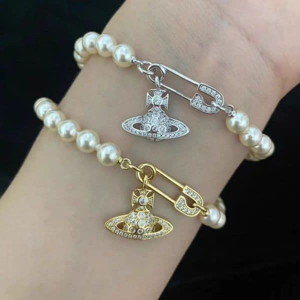Viviane Bracelet Jewelry Designer vivianewest wod Charm Bracelet Braclets Jewlery For Woman Full Diamond Brooch Saturn Pearl Bracelet Planet Bracelet For Women