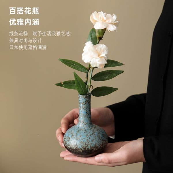 Bestseller Vintage Ceramic Small Vase Tibetan Blue Creative Tea Pet Ornament Home Living Room Bar Decoration Mini Incense Holder ddmySat